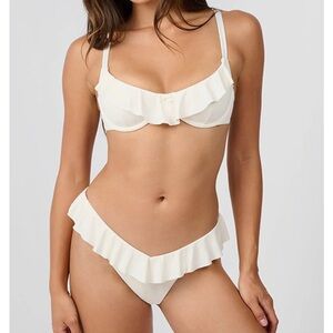 WeWoreWhat Cream Ruffle Bikini